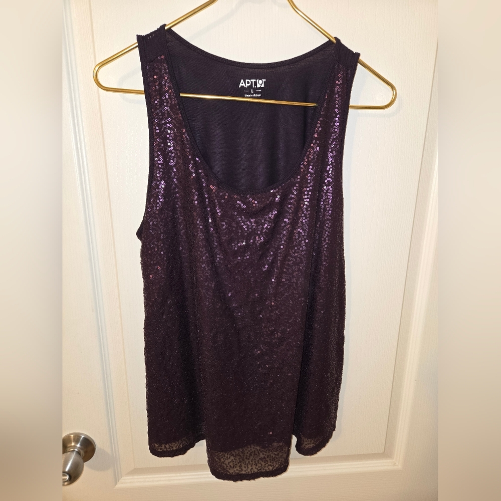 Apt. 9 Dark Purple Sequin Tank Top